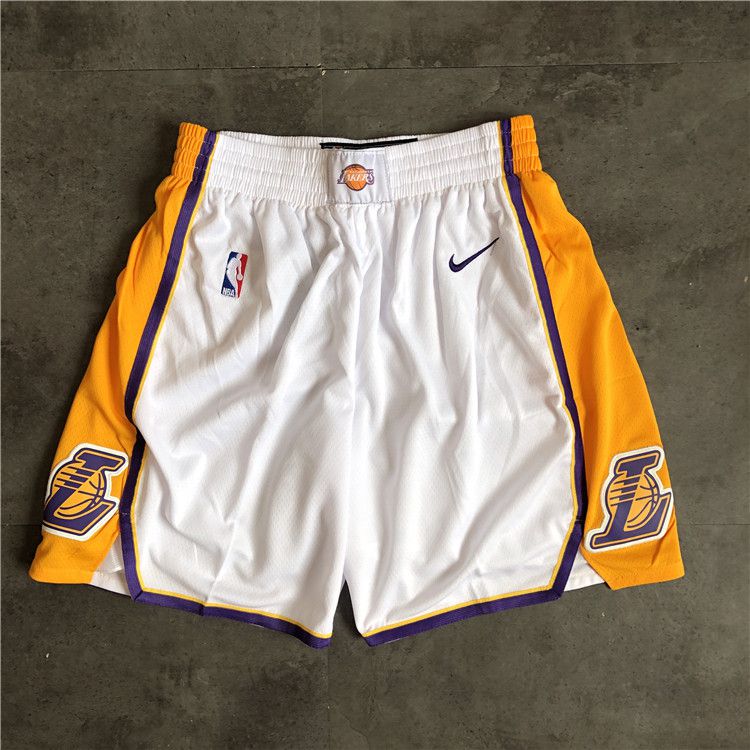 Men NBA Los Angeles Lakers White Nike Shorts 0416->los angeles lakers->NBA Jersey